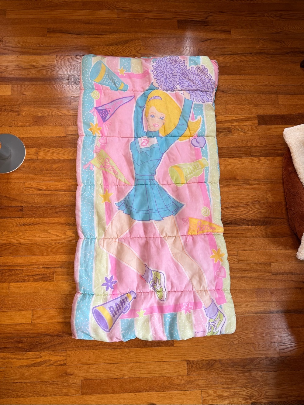 Vintage 90s Barbie Sleeping Bag, Retro Blanket Bedding 1999 Cute